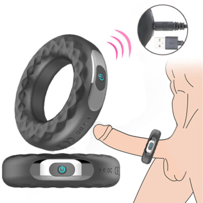 Vibrating-Cock Ring Rechargeable Adjustable Silicone Penis Ring Sex Toy for Men