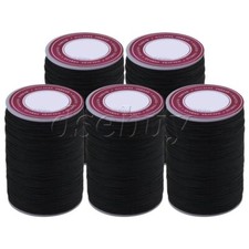 0.5mm Waxed Polyester Round Twisted Cord String 120Meters Black Pack of 5