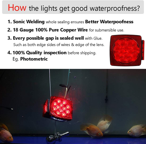 12V Submersible LED Trailer Tail Light Kit for under 80 Inch Trailer Boat Utilit - Picture 2 of 12