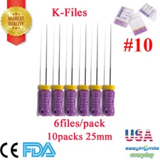 Easyinsmile Endo Files Dental Root Canal K Files #10 Hand Use K-Files 25mm 10pks