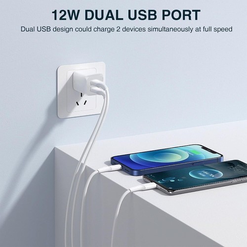 3- Pack USB Wall Charger, Dual Port USB Cube Power Adapter Charger Plug Block - Photo 2 sur 7