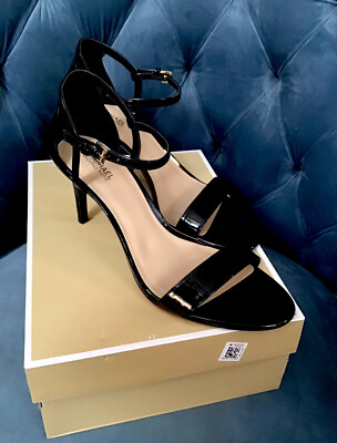 Michael Kors Simone Mid Sandal Stiletto Heel Black M, New With