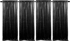 JYFLZQ Black Sequin Backdrop Curtains 2ft x 8ft 4 2 ft x 8 ft-4pcs,