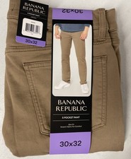 Banana Republic Men's 5 Pocket Pant Stretch Cotton Slim Straight TAN 30x32 NEW