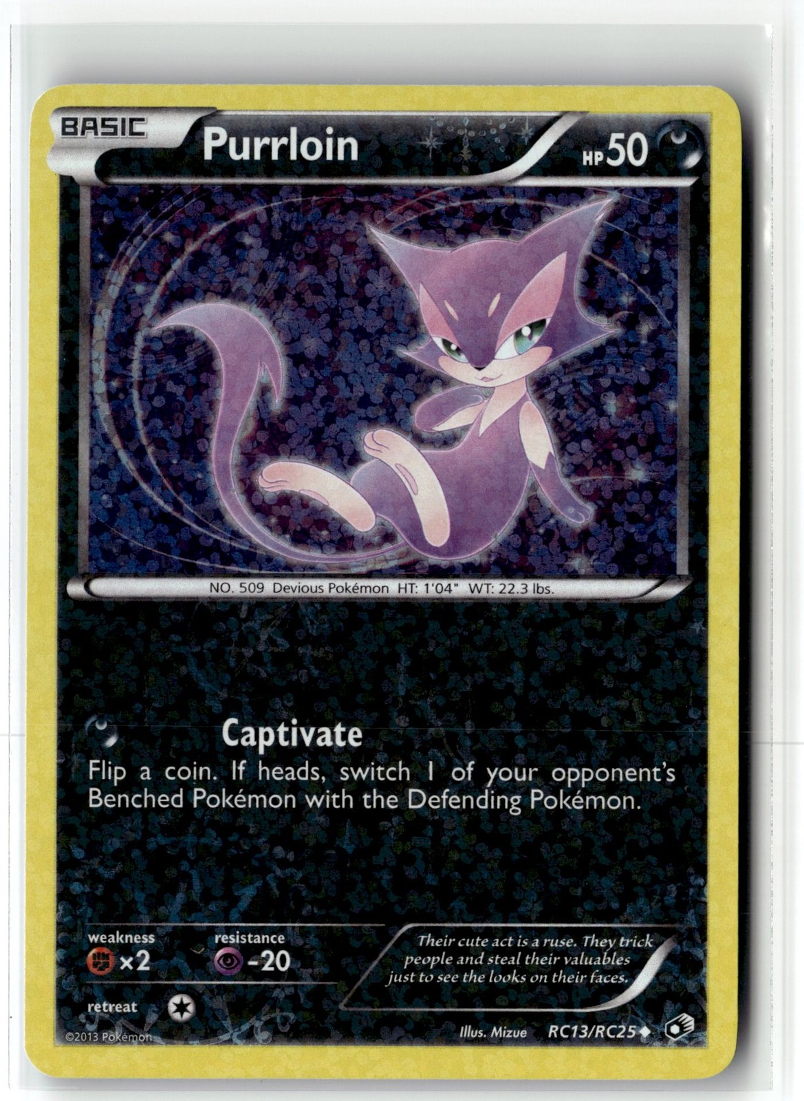 Purrloin ⭐️ RC13 Holo Uncommon Legendary Treasures 2013 Pokemon NM