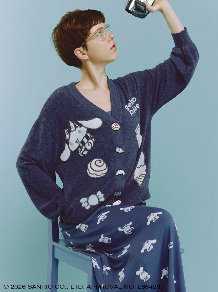 gelato pique Sanrio★シナモンカーディガンネイビー Gelato Pique x Sanrio Cinnamoroll Smoothie Cardigan Ladies