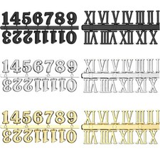 6 Pieces Clock Numerals Kit Including Arabic Number and Roman Number Hands Qu...