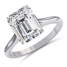 IGI 2.50 Ct Emerald Lab Grown Diamond Solitaire Engagement Wedding Ring 14K WG