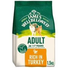 Image of 1.5kg James Wellbeloved 1-7 Years Adult Dry Cat Food Complete & Balanced Turkey