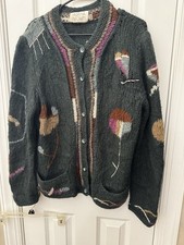 Vintage boho mohair Agatha Brown Italian Cardigan Chunky Knitwear Fuzzy artsy