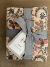 Studio D Tasha Quilted Euro Sham 26 X 26 Peach Pink Blue Floral Border Trim NIP