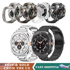 For Samsung Galaxy Watch 7 Ultra 47mm Hard Cover Case  Steel Metal Band Strap
