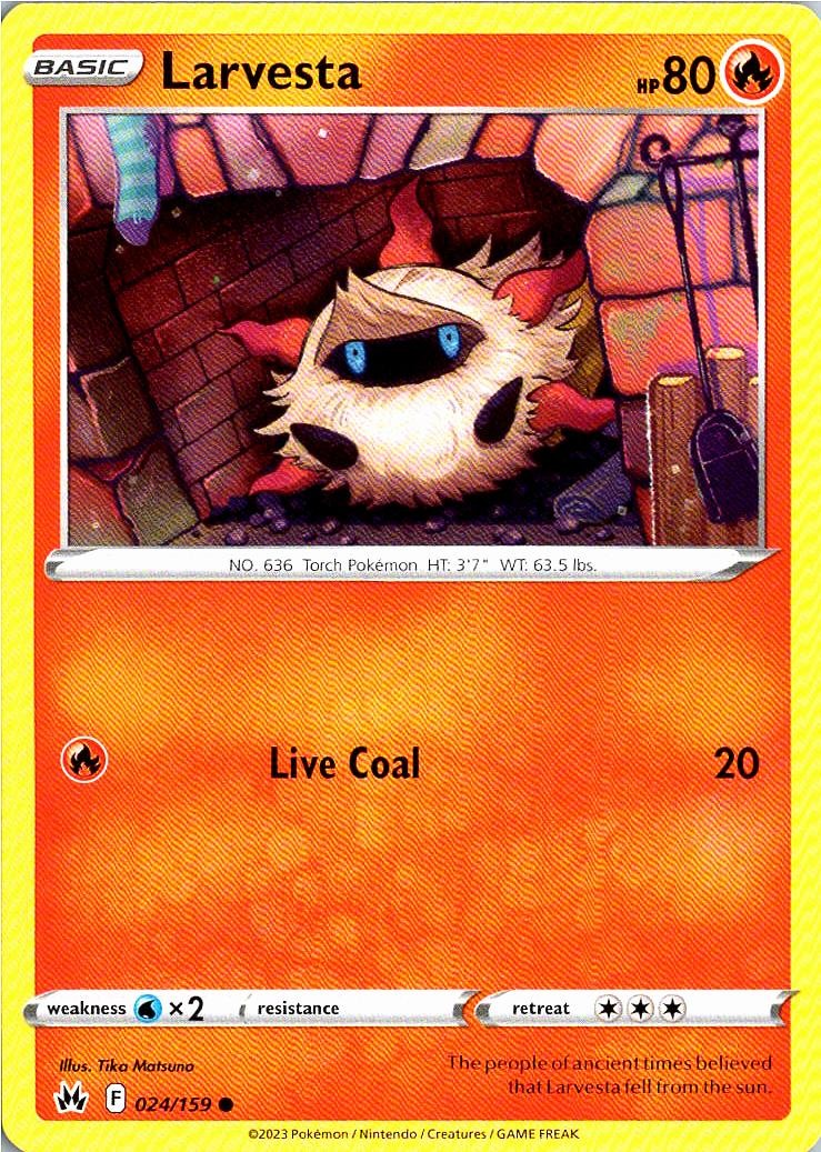 Larvesta 024/159 Common Crown Zenith Pokemon Near Mint