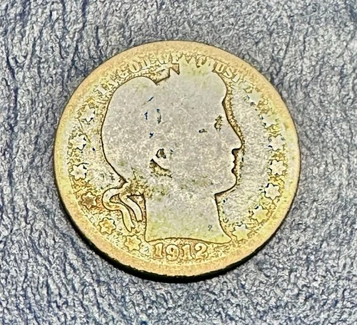 1912-S Barber Quarter. 90% Silver. Good Condition. Charity Auction.
