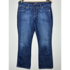 Wrangler Jeans Women  s 9/10x30 Blue Denim Bootcut Premium Patch Low Rise Cotton