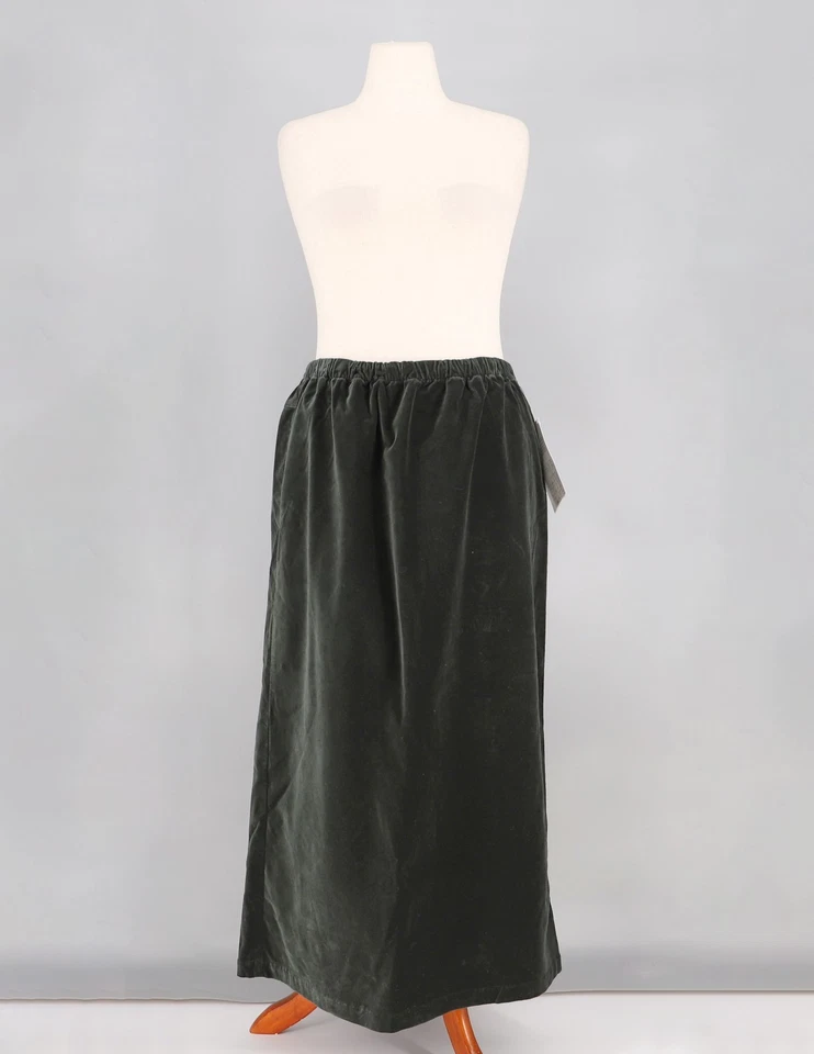 NUEVO CON ETIQUETAS DENIM & CO. Maxi Falda de Terciopelo de Felpa Verde Cazador Oscuro Cintura Elástica Talla 1X Foto 4 de 4