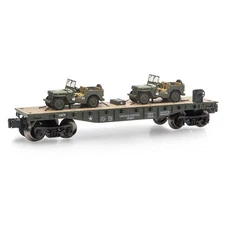 MENARDS MILITARY FLATCAR W/ TWO JEEPS NIB C10  # 380