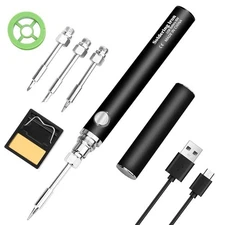 Cordless USB Soldering Iron Kit, Rechargeable 1100mAh with 3 Temp Settings