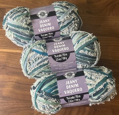 Loops & Threads Jeany Denim lot of 3 Skeins Of Yarn Blue 3.5 Oz Lot 246
