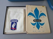 Vietnam Era Airborne 173rd Patch White Scarf In Original Kaser Box 2 Patches