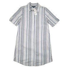 Karen Scott Women's Seersucker Shirtdress Persian Blue Small