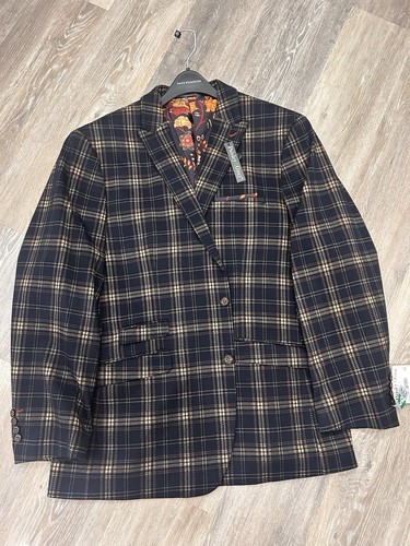 NEW Paisley and Gray Plaid Slim Fit Jacket Blazer Sport Coat Men's 52R