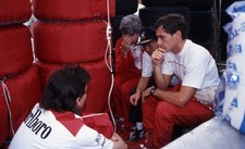 Ayrton Senna MCLaren talks with Steve Nichols Gordon Murray McLare- Old Photo