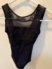So Danca Black Leotard with Lace Accents Adult Size Small