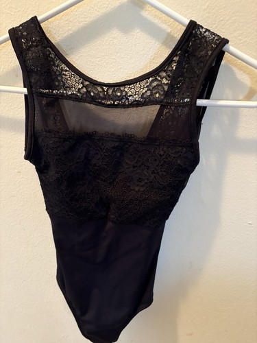 So Danca Black Leotard with Lace Accents Adult Size Small