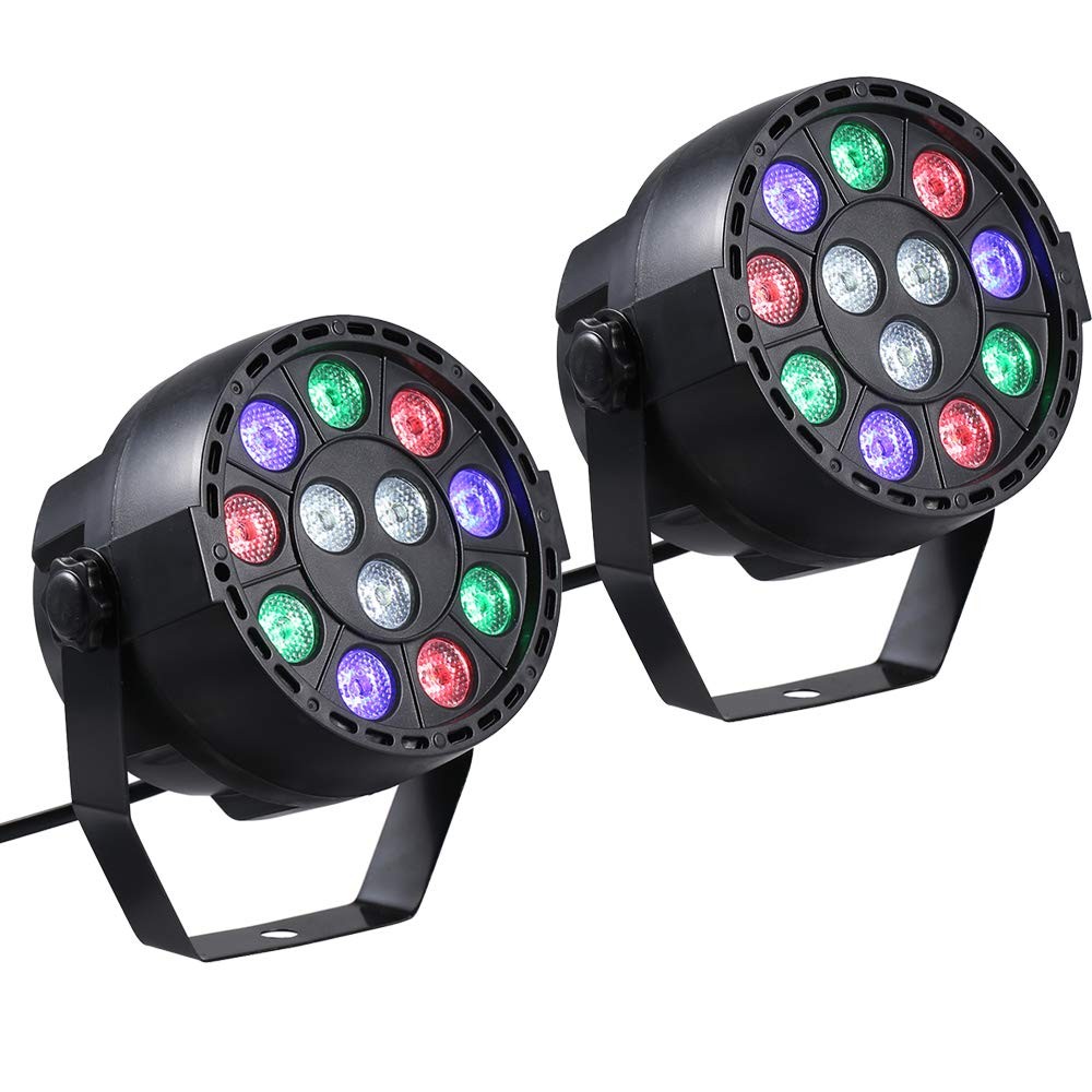 Projecteur PAR 12 LED RGBW 8 canaux AC 90-240V noir pour scène et soirée Lumina