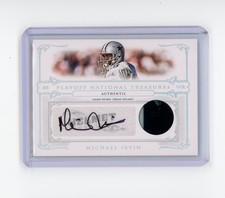 2007 National Treasures Michael Irvin Game-Used Helmet Patch Auto /14 Cowboys