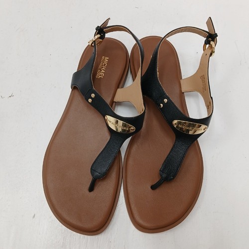 Michael Kors Sandals Size 9M UK 8 Black Gold Leather RMF17-GB - Picture 5 of 10