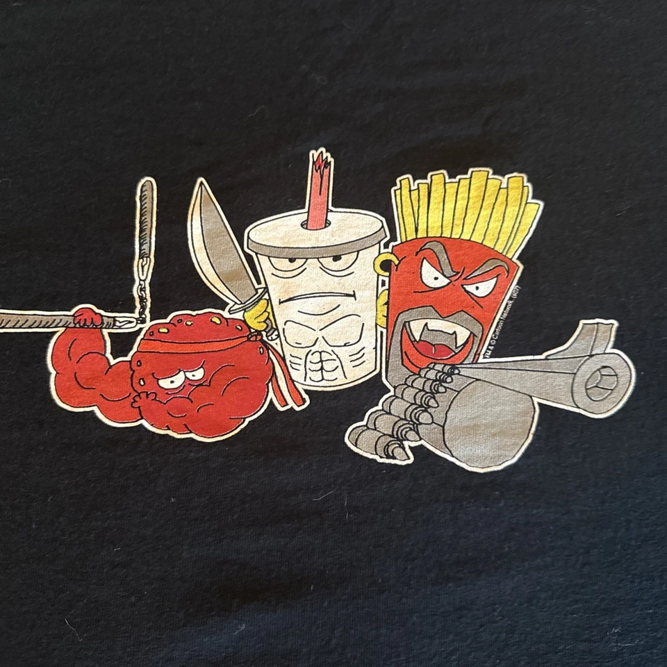 Camiseta Cartoon Network Aqua Teen Hunger Force Vintage Y2K TV Promo Para Hombre XL Foto 2 de 4