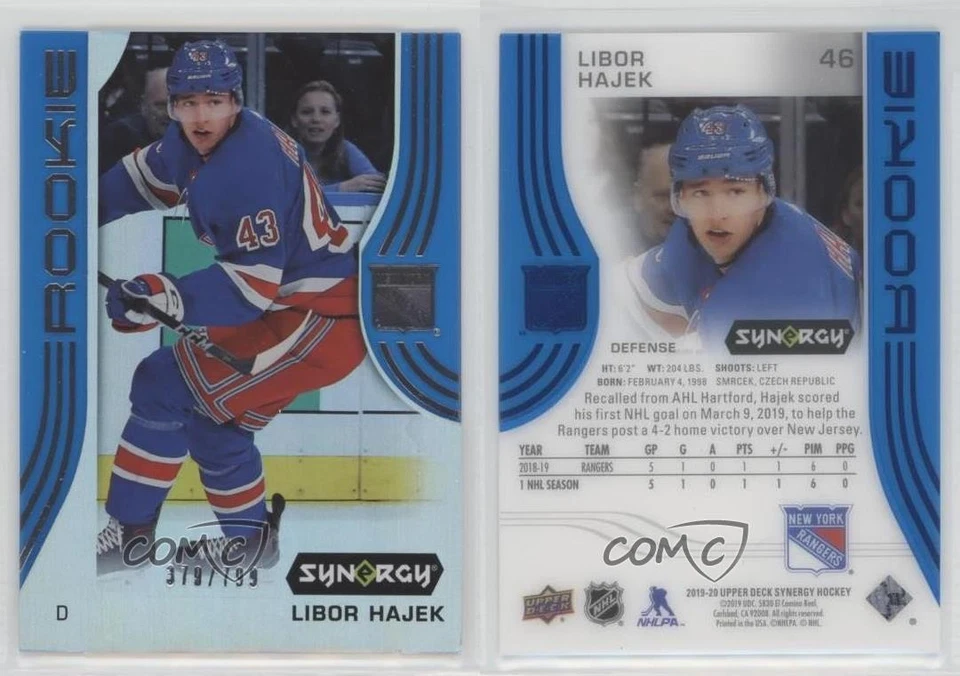 2019-20 Upper Deck Synergy Rookies Blue 379/799 Libor Hajek #46 Rookie RC - Image 3 of 3