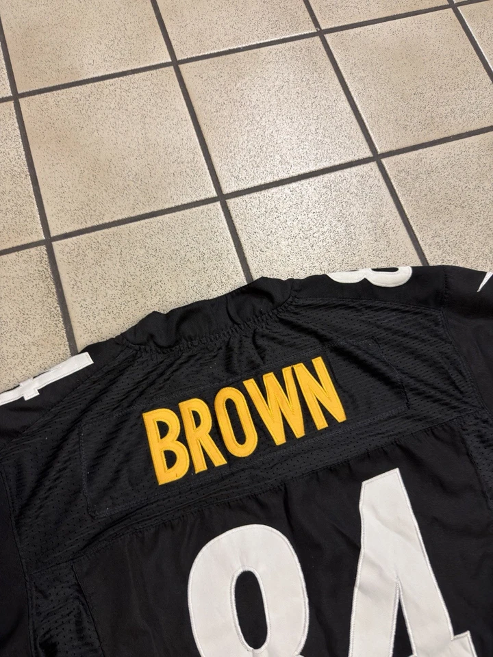 Футболка мужская Nike Antonio коричневая Pittsburgh Steelers средний размер черная No84 с нашивками NFL - Изображение 3 из 4