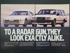 1988 PRINT AD Volvo Wagon & Porsche 944 "To a Radar gun, they look exactly alike