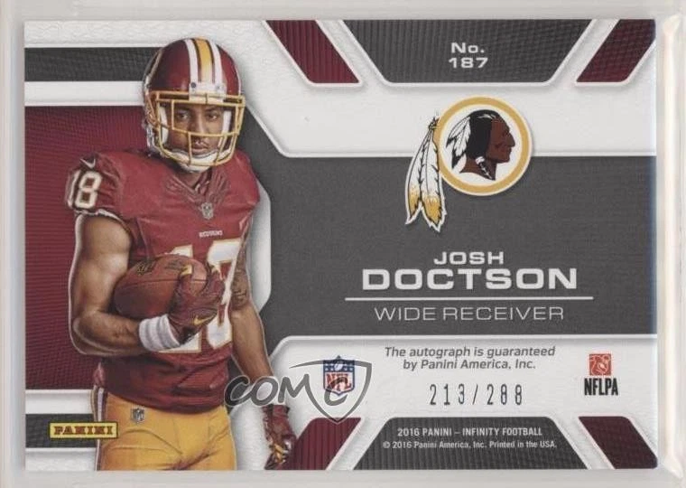 2016 Panini Infinity RPS Rookie Auto /288 Josh Doctson #187 Rookie Auto RC - Image 2 of 2