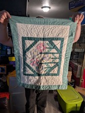 Vintage Handmade Pillow Shams Retro Quilted geometric floral quilt block