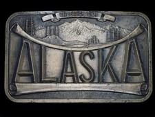 SK15105 NOS VINTAGE 1970s ALASKA THE GREAT LAND STATE COMMEMORATIVE BUCKLE
