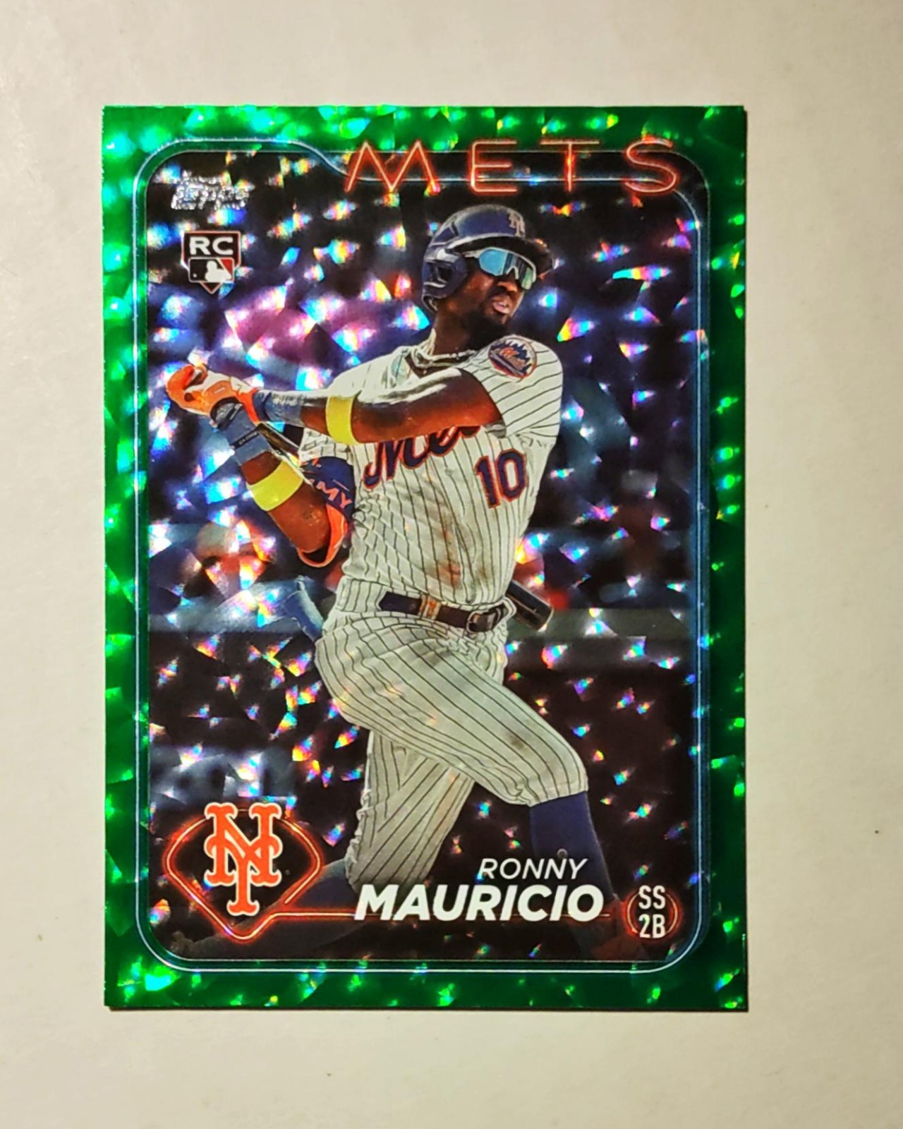 Ronny Mauricio 2024 Topps RC #224 Rookie GREEN Crackle FOIL 217/499 Mets D6