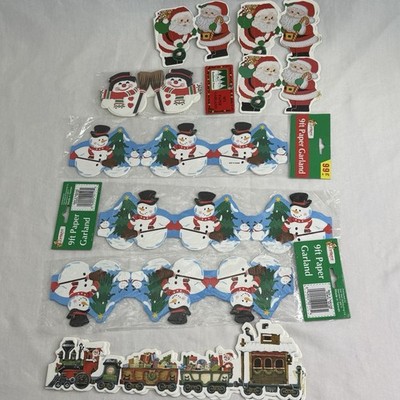 Vintage Joy Brite Christmas Paper Garland 9 ft Each Set of 4 New