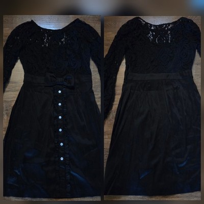Sexy Lace Black Satin Dress Lolita Gothic Date Cocktail Party Formal Size 2