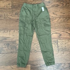 New Gap Women  s Size 2 Green Girlfriend Jogger Elastic Waist 100 Cotton Pants