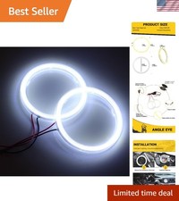 2 Pcs 80mm Cob Led Angel Eyes Halo Rings - White High Beam Fog Light Bulbs