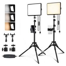2 Pack LED Video Light Kit Studio 2700-6500K Dimmable Photo Tripod Photography