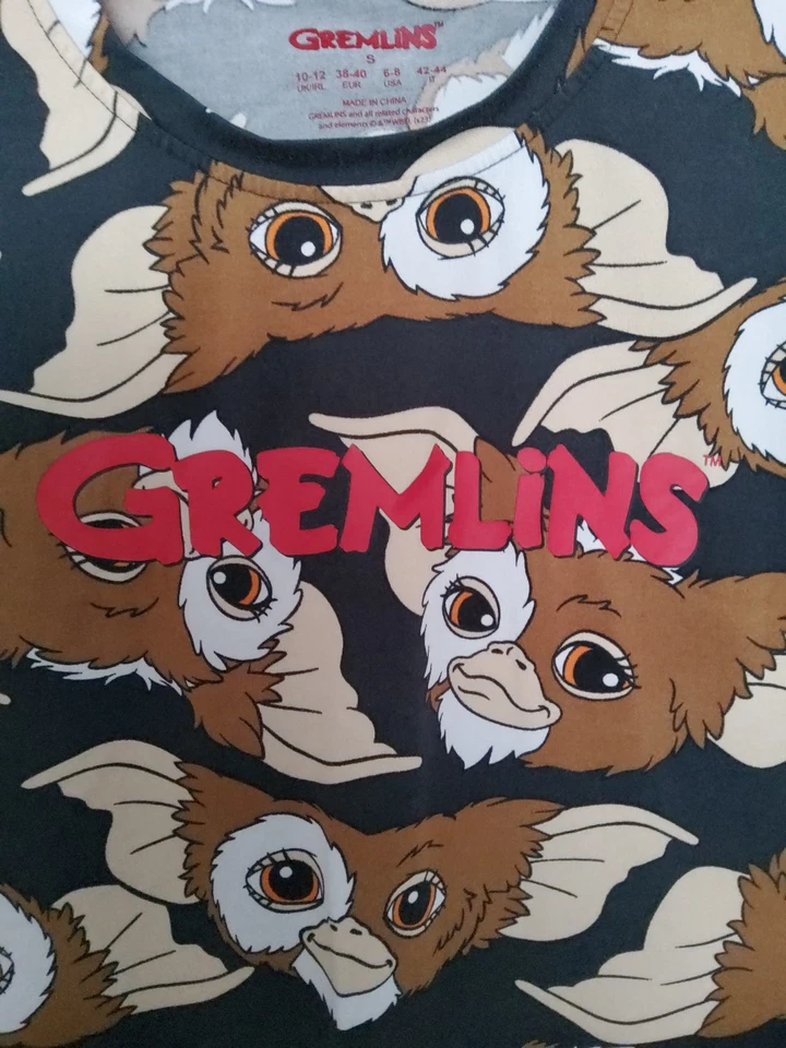 Gremlins Gizmo Allover Print Crop Oversized T-Shirt Size Small 10-12 - Image 2 of 4