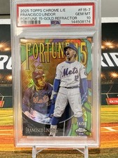 2025 Topps Chrome Logofractor Francisco Lindor Fortune 15 Gold /50 PSA 10