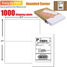 1000 Shipping Labels 8.5"x5.5" Rounded Corner Self Adhesive 2 Per Sheet Blank US