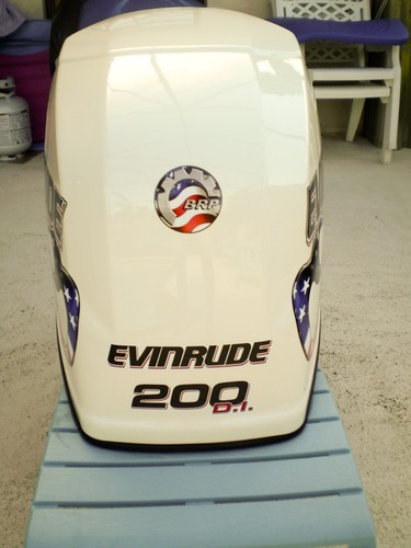 Evinrude V6 Direct Injection USA Flag Flame Decal Kit - Picture 3 of 5