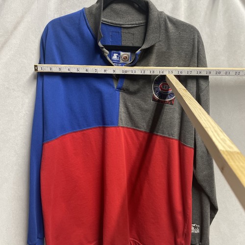 VINTAGE 90s NHL MONTREAL CANADIENS STARTER RUGBY SHIRT POLO COLOR BLOCK RED BLUE - Foto 2 di 9
